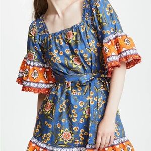 Floral Blue and Orange Dress joie